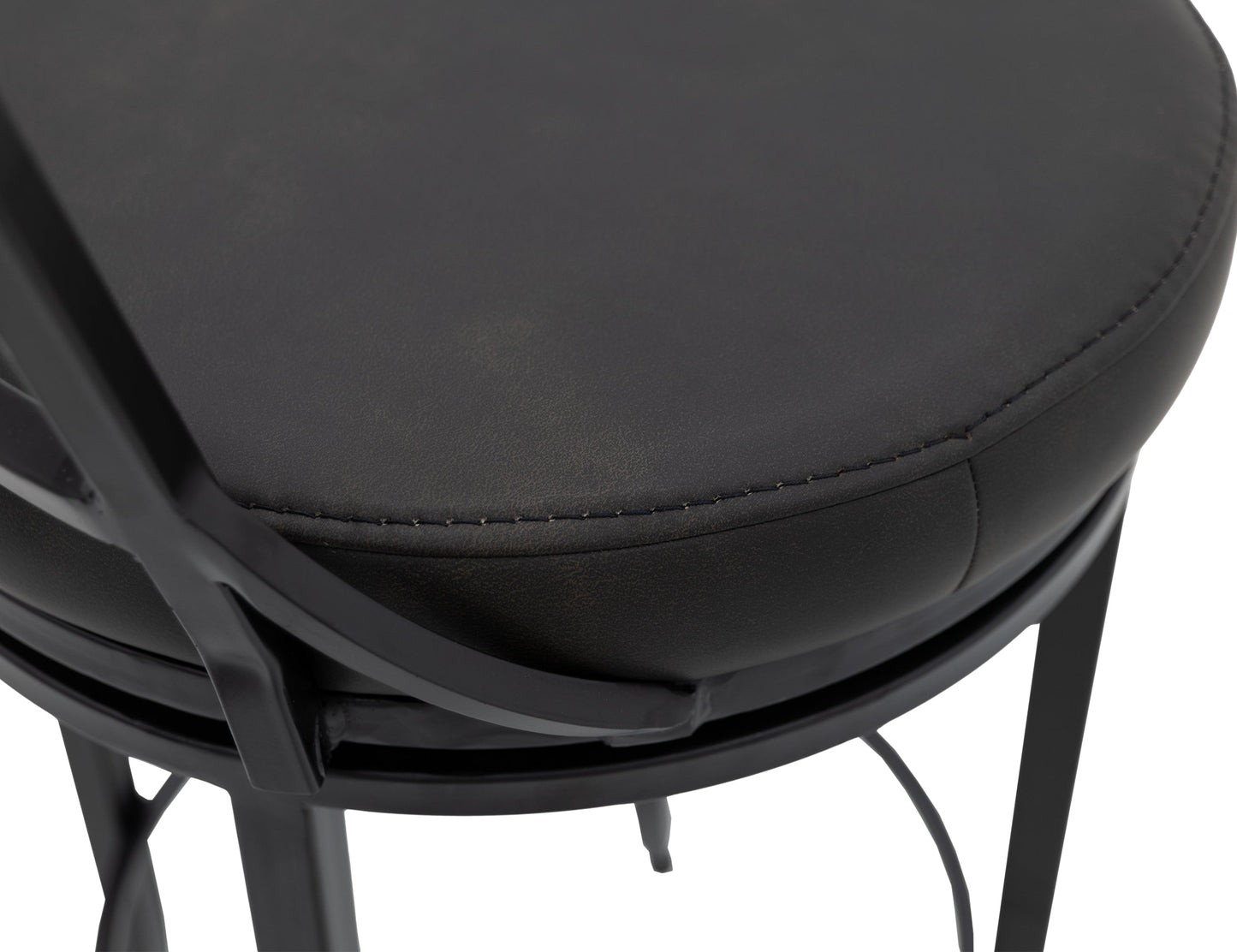 Wooden Frame & Metal Base, 30" Upholstered Barstool - Licorice Black