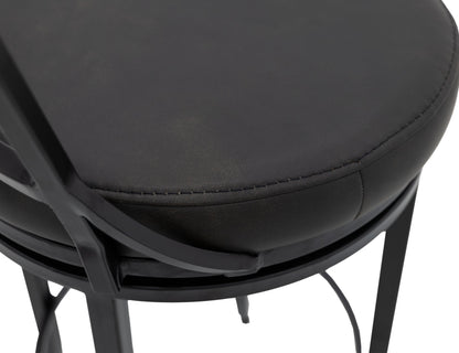 Wooden Frame & Metal Base, 30" Upholstered Barstool - Licorice Black