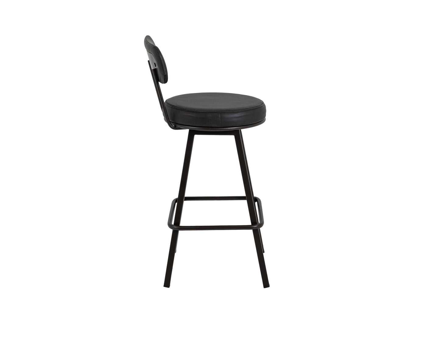 Wooden Frame & Metal Base, 30" Upholstered Barstool - Licorice Black