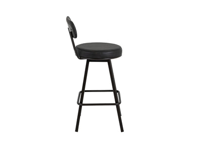 Wooden Frame & Metal Base, 30" Upholstered Barstool - Licorice Black