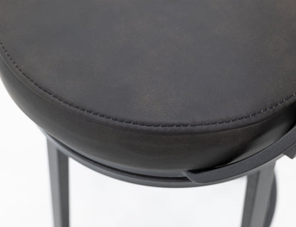 Wooden Frame & Metal Base, 30" Upholstered Barstool - Licorice Black