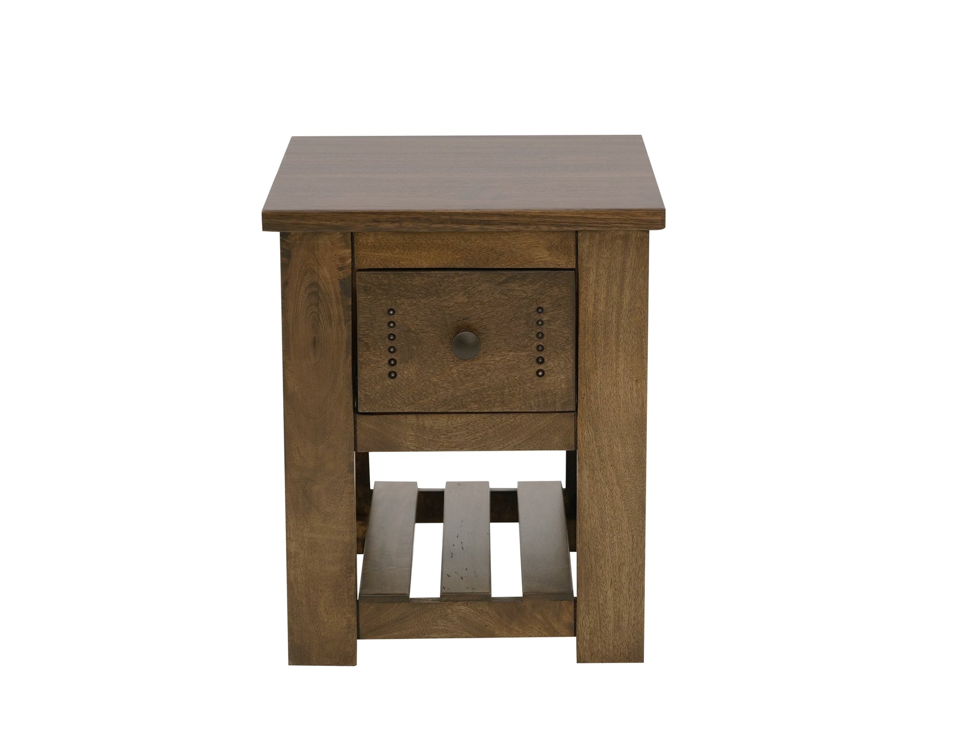 1 Drawer, 1 Shelf, Chairside Table - Barrel Brown