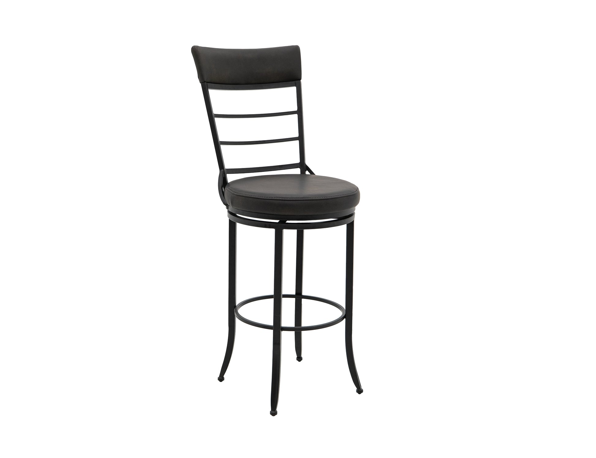 Wooden Frame & Metal Base, 30" Upholstered Barstool - Licorice Black