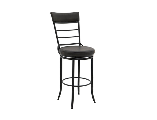 Wooden Frame & Metal Base, 30" Upholstered Barstool - Licorice Black