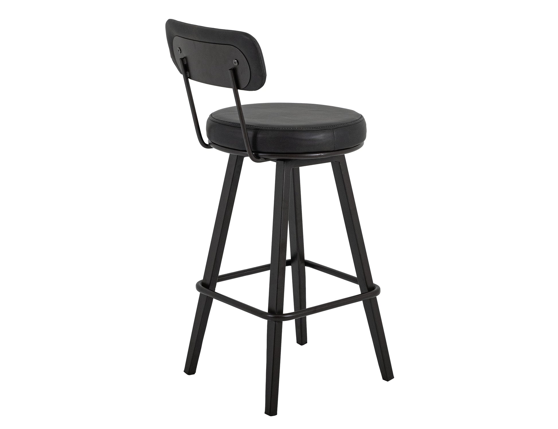 Wooden Frame & Metal Base, 30" Upholstered Barstool - Licorice Black
