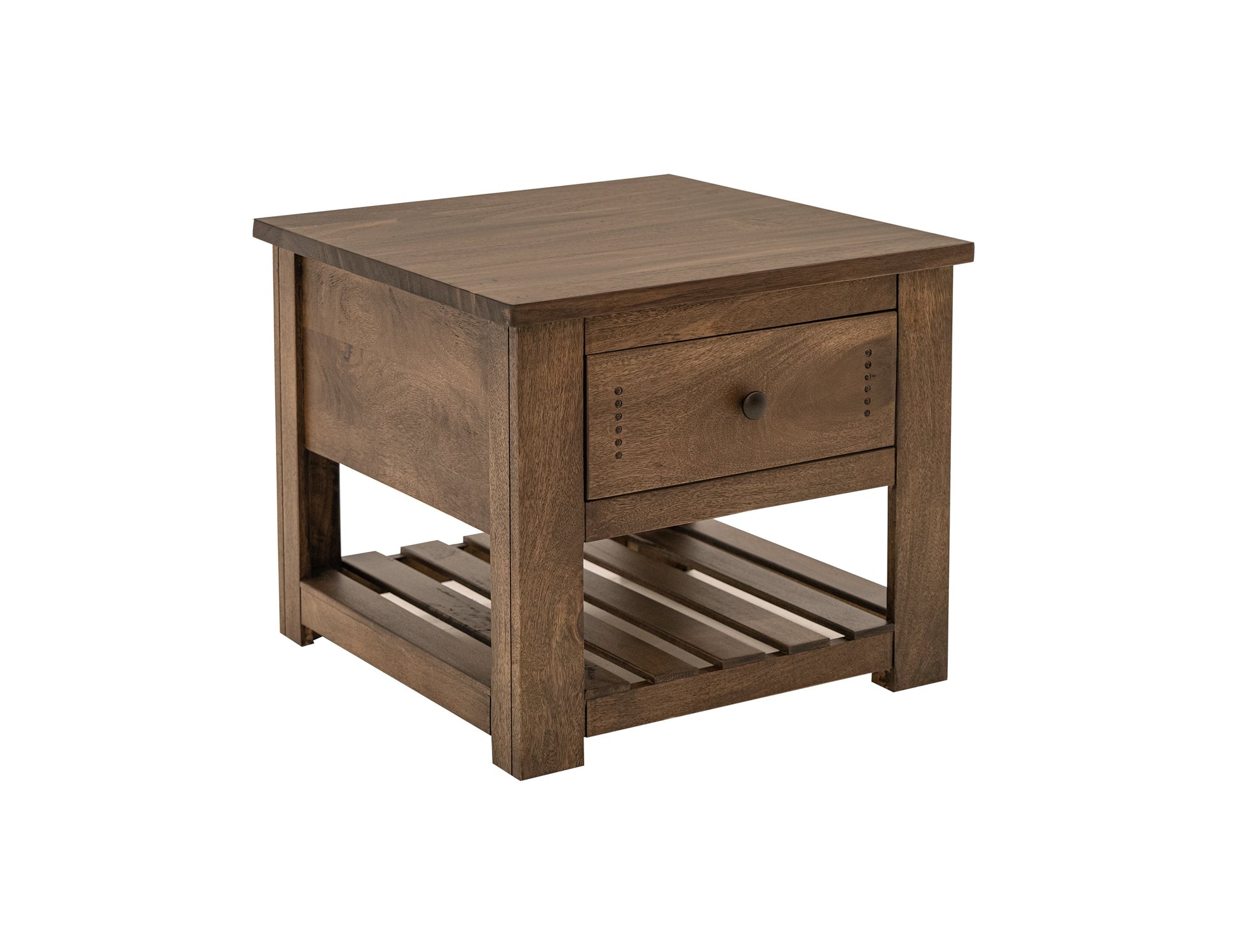 1 Drawer, 1 Shelf, End Table - Barrel Brown