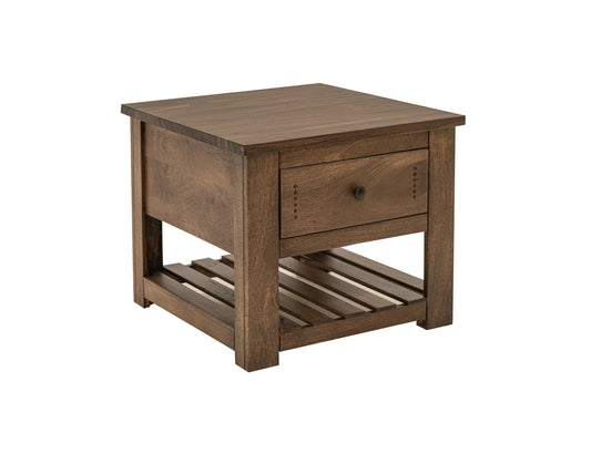 1 Drawer, 1 Shelf, End Table - Barrel Brown
