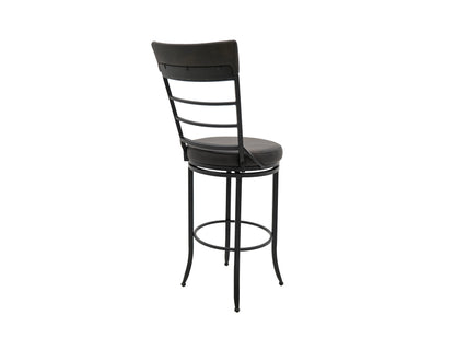 Wooden Frame & Metal Base, 30" Upholstered Barstool - Licorice Black
