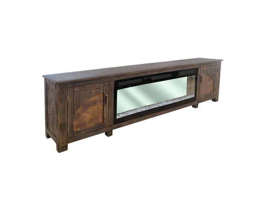 2 Door Fireplace TV Stand - Charred Brown