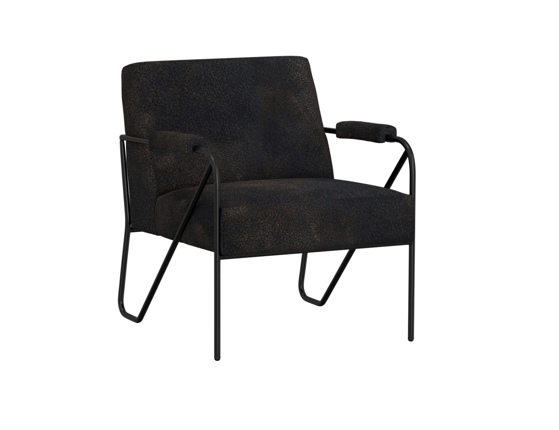Wooden Frame & Metal Base, Armchair - Licorice Black