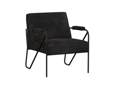 Wooden Frame & Metal Base, Armchair - Licorice Black