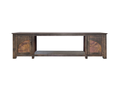 2 Door Fireplace TV Stand - Charred Brown