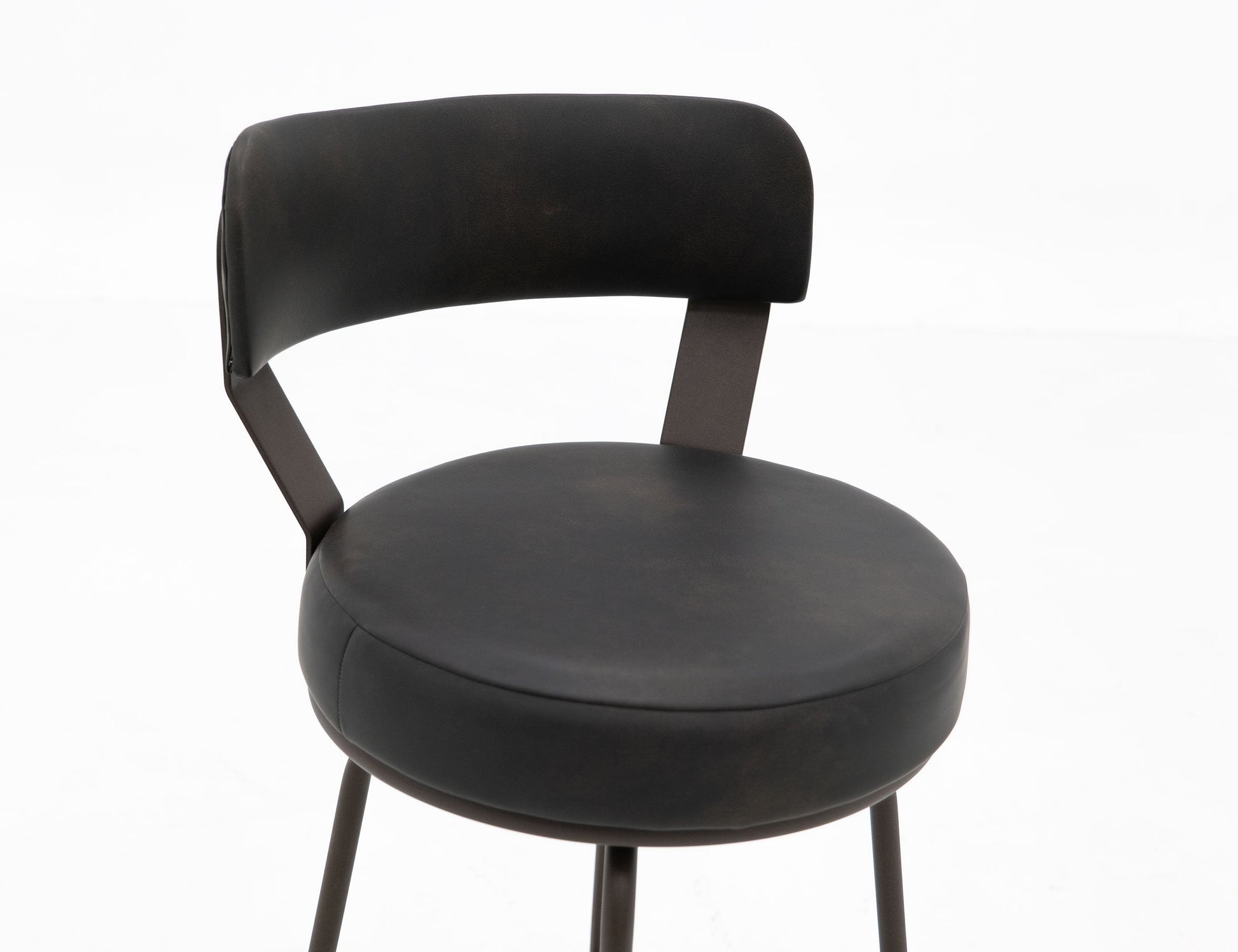 Wooden Frame & Metal Base, 24" Upholstered Barstool - Licorice Black