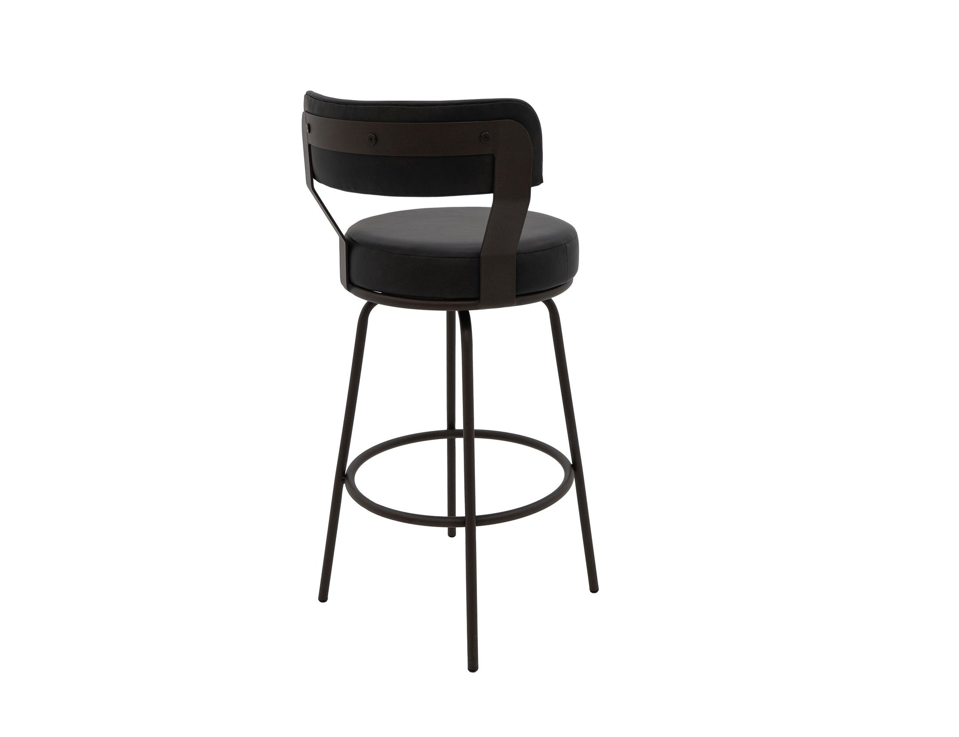 Wooden Frame & Metal Base, 30" Upholstered Barstool - Licorice Black
