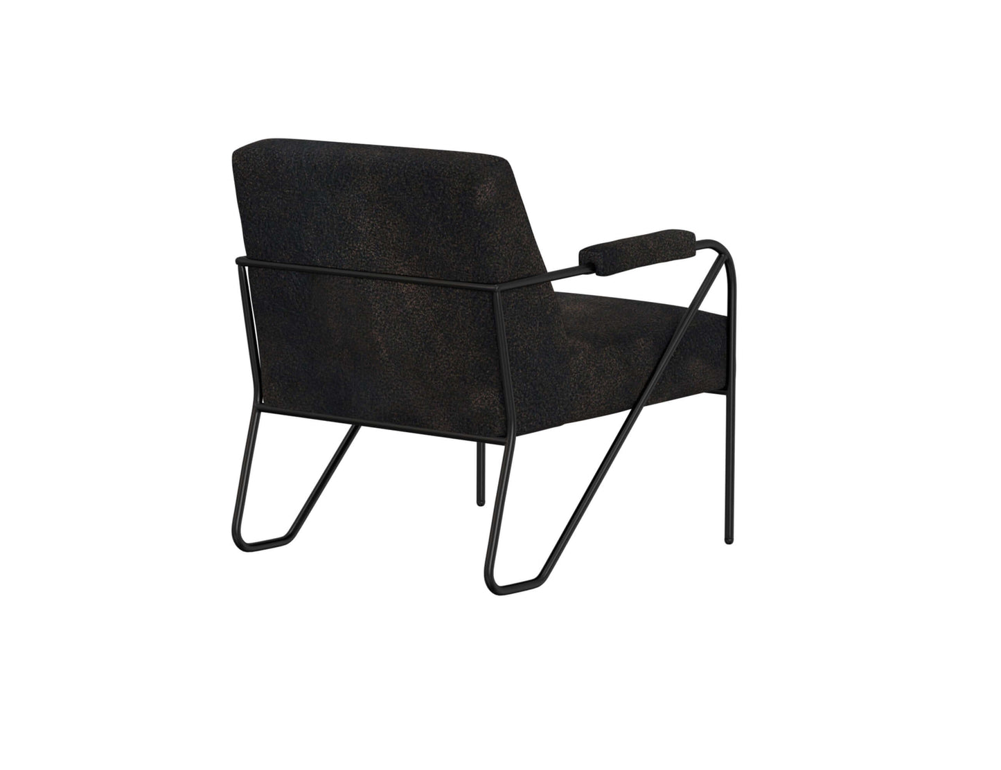 Wooden Frame & Metal Base, Armchair - Licorice Black