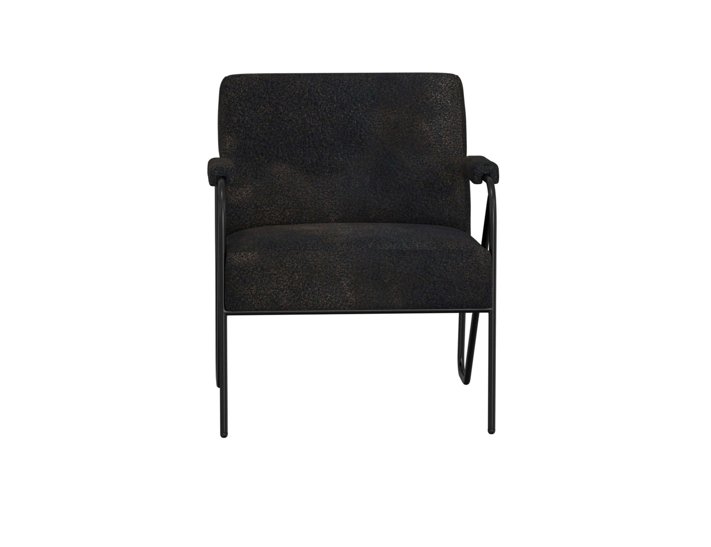 Wooden Frame & Metal Base, Armchair - Licorice Black