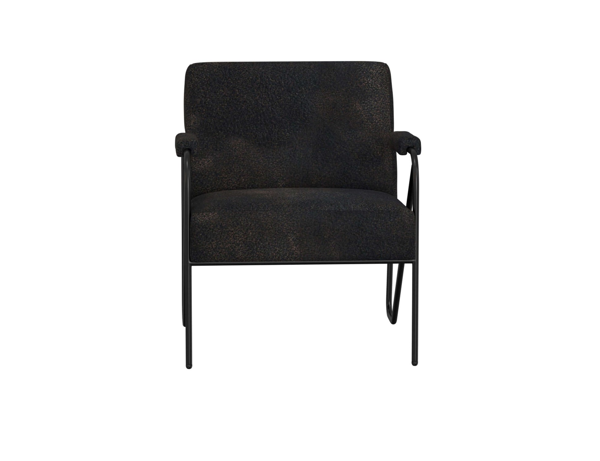 Wooden Frame & Metal Base, Armchair - Licorice Black