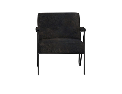 Wooden Frame & Metal Base, Armchair - Licorice Black