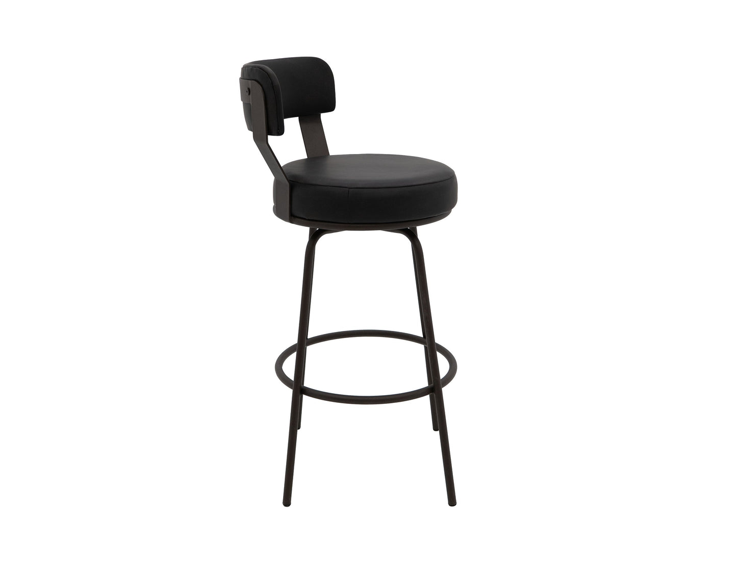 Wooden Frame & Metal Base, 30" Upholstered Barstool - Licorice Black
