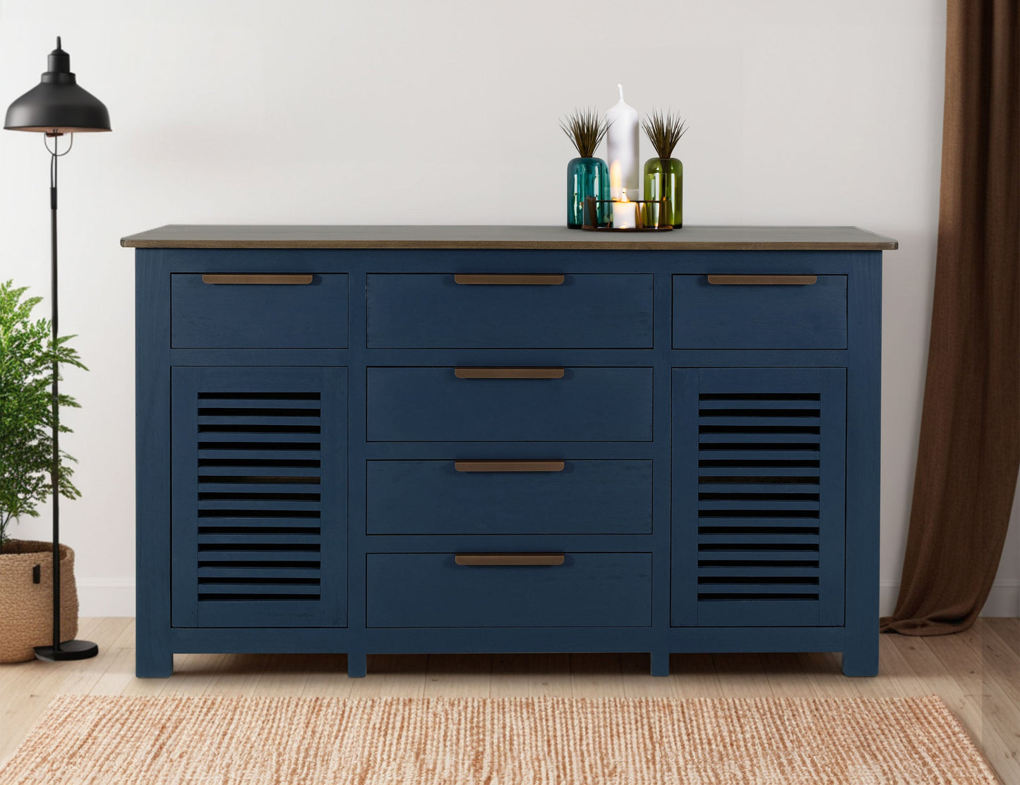 6 Drawer, 2 Door, Buffet - Ivory