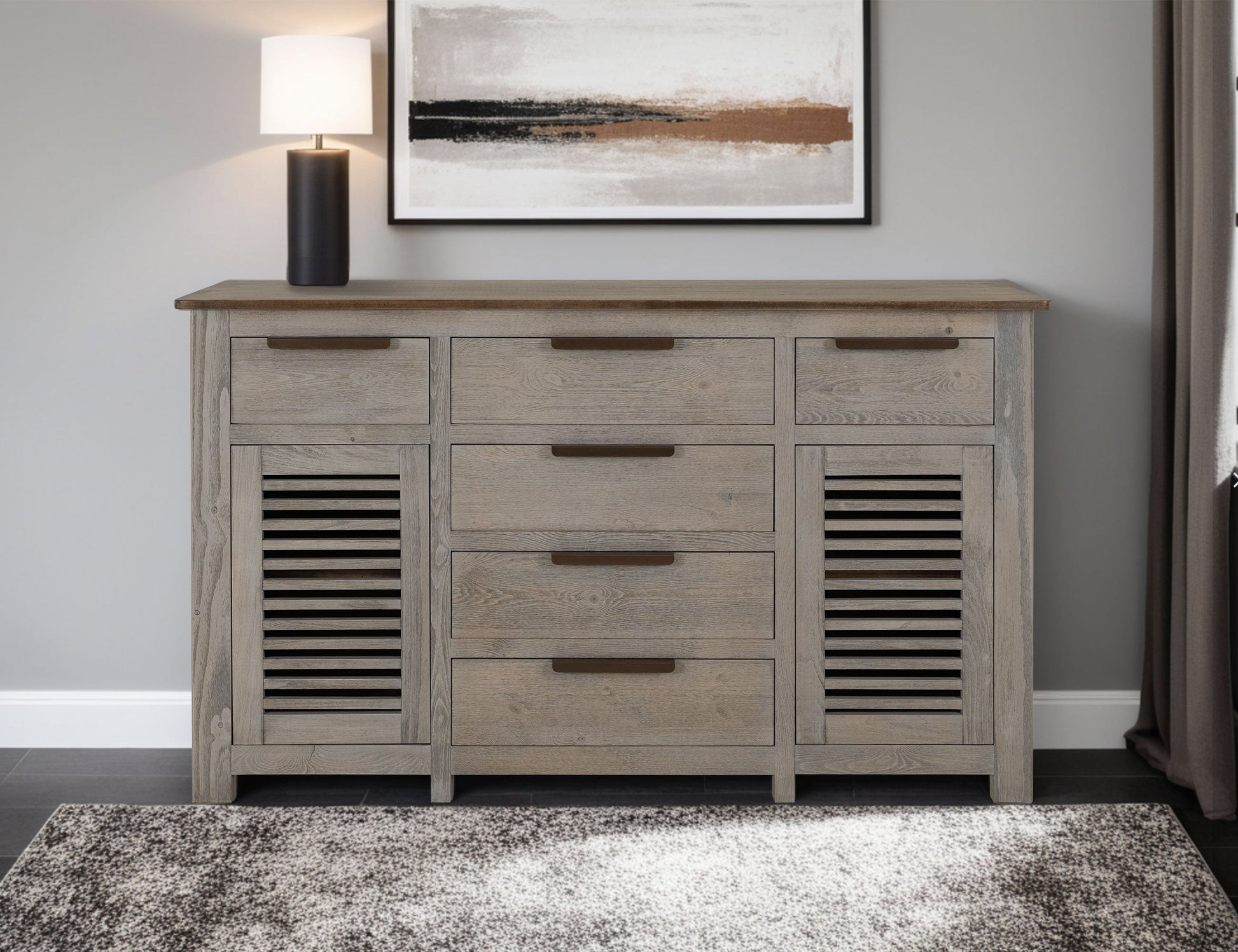 6 Drawer, 2 Door, Buffet - Light Cream