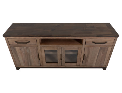 2 Drawer, 2 Door, 2 Glass Door, Stand 70" - Rich Brown