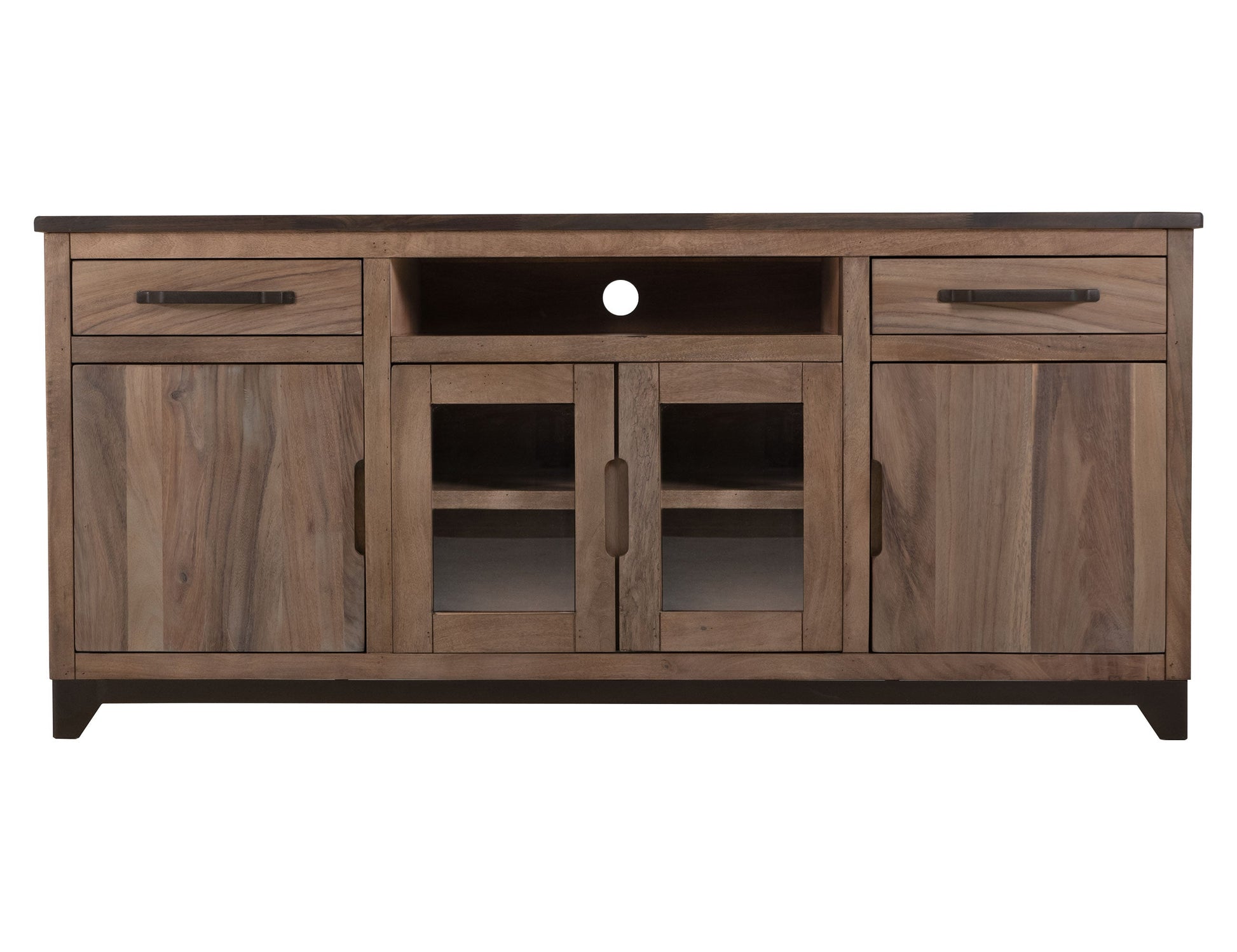 2 Drawer, 2 Door, 2 Glass Door, Stand 70" - Rich Brown