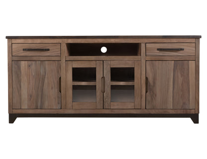2 Drawer, 2 Door, 2 Glass Door, Stand 70" - Rich Brown