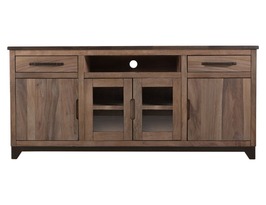 2 Drawer, 2 Door, 2 Glass Door, Stand 70" - Rich Brown