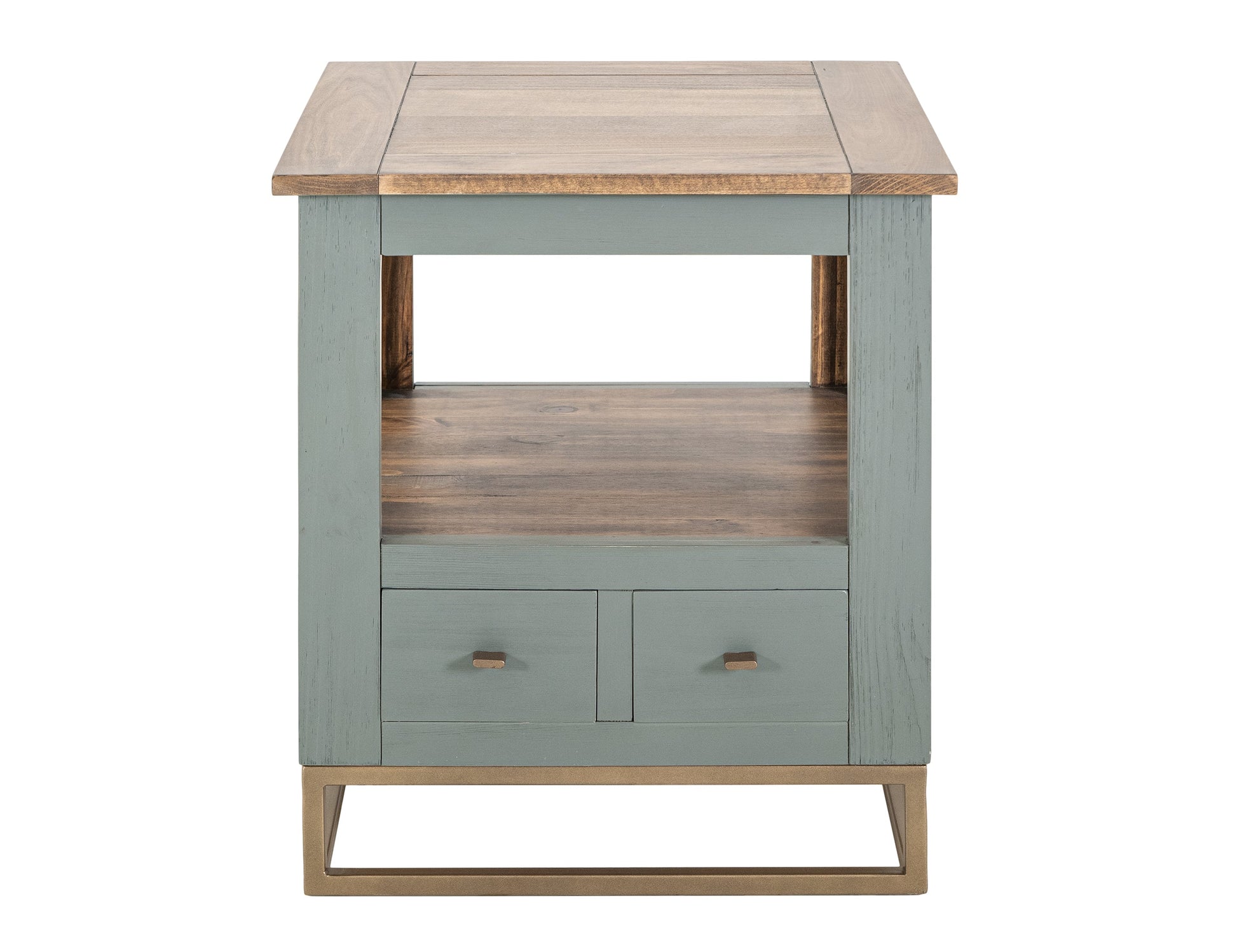 2 Drawer, 1 Shelf, End Table - Forest Green