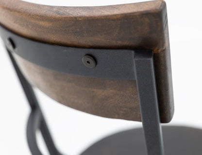Wooden Frame & Metal Base, 30" Upholstered Barstool - Licorice Black