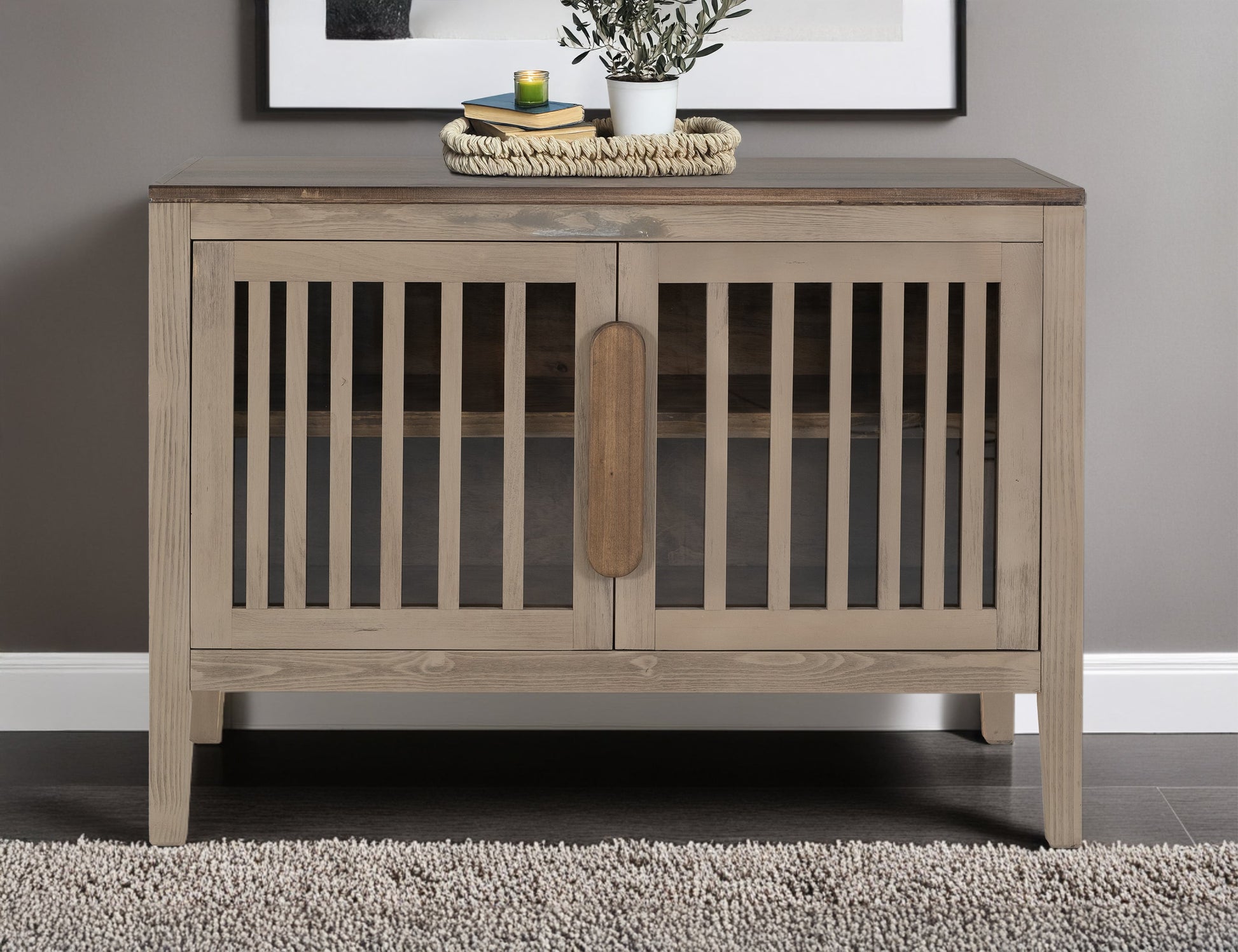 2 Door, 1 Shelf, Cosole - Sand Brown