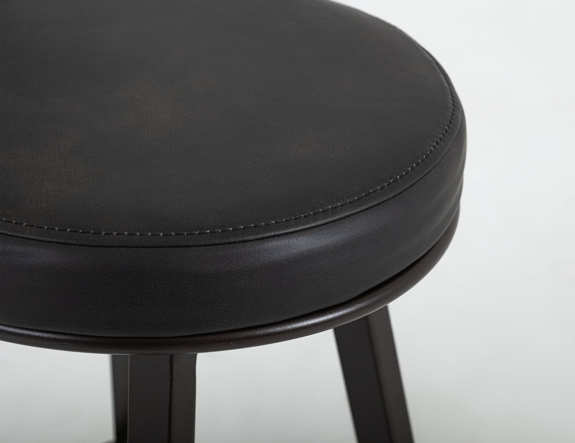 Wooden Frame & Metal Base, 24" Upholstered Barstool - Licorice Black