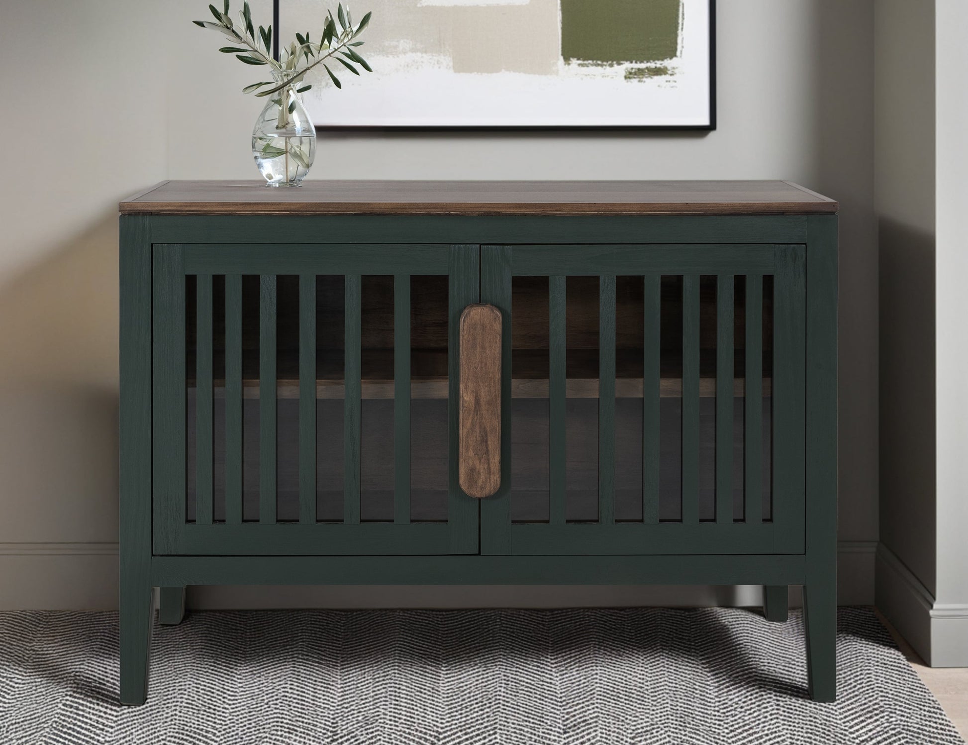 2 Door, 1 Shelf, Cosole - Forest Green