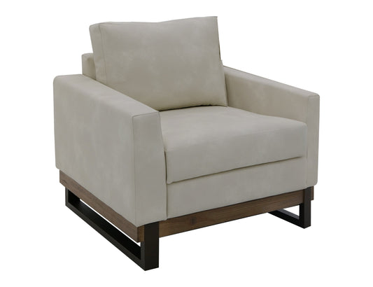 Metal & Wood Base, Armchair - Opal Beige