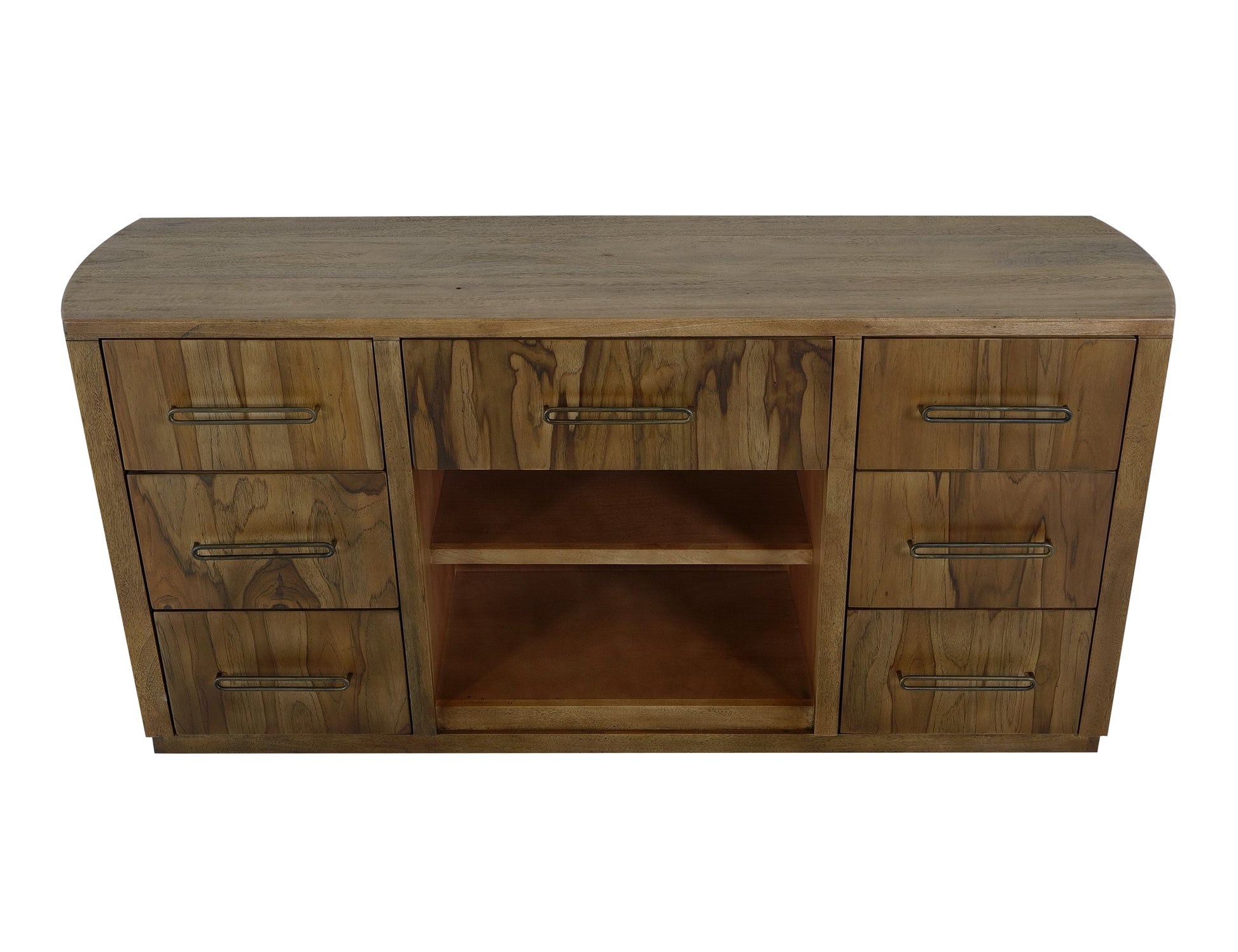 7 drawer, 1 Shelf, Console - Barrel Brown