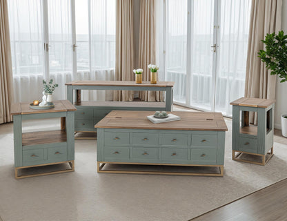 1 Drawer, 1 Shelf, Chairside Table - Forest Green