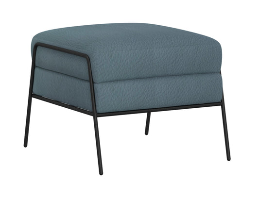 Wooden Frame & Metal Base, Footstool, Ottoman - Slate Blue