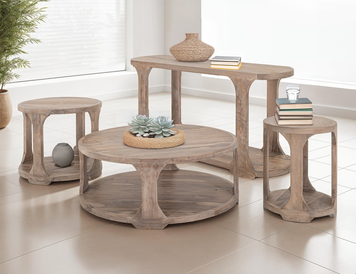 1 Shelf, Chairside Table - Ivory White