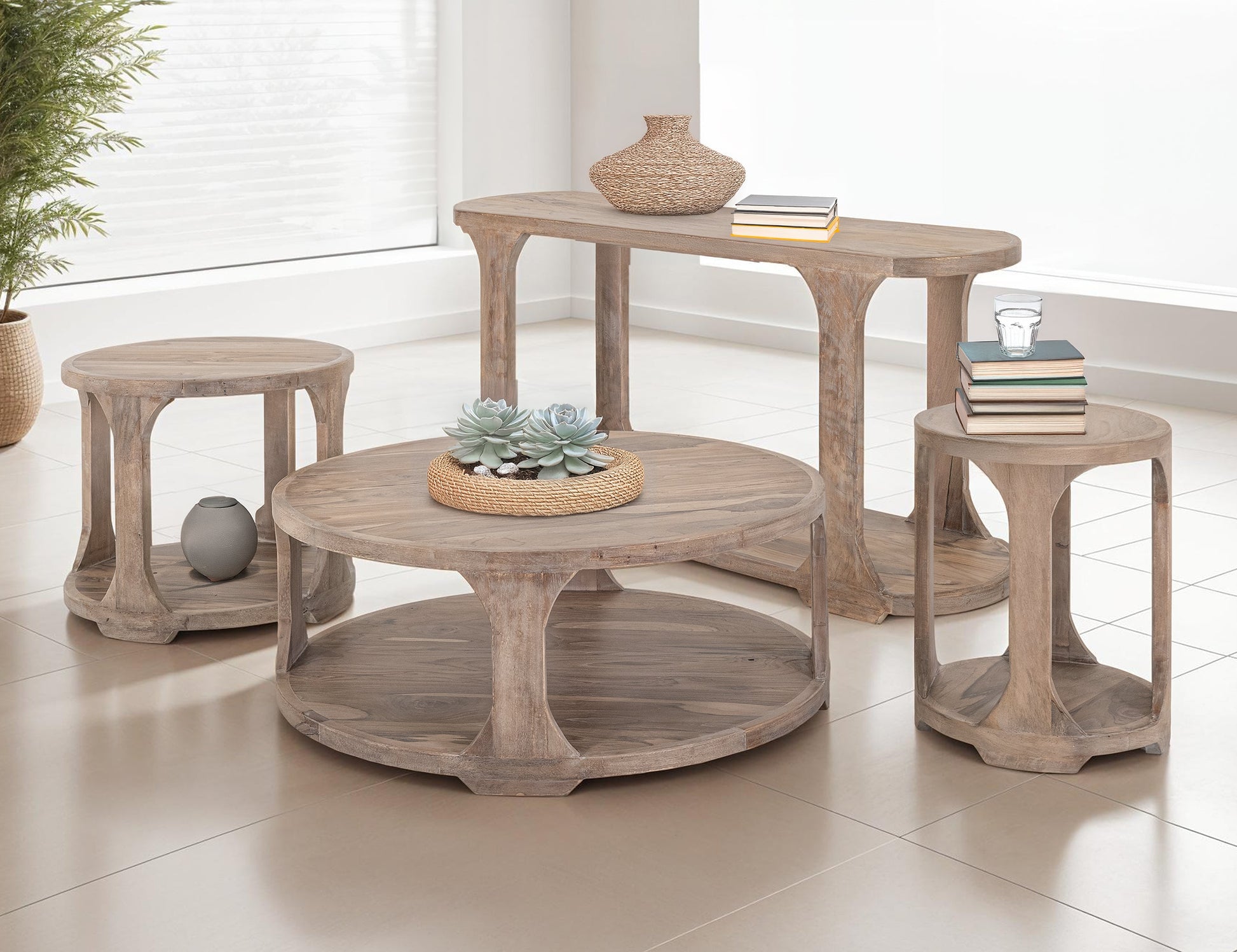 1 Shelf, Chairside Table - Ivory White
