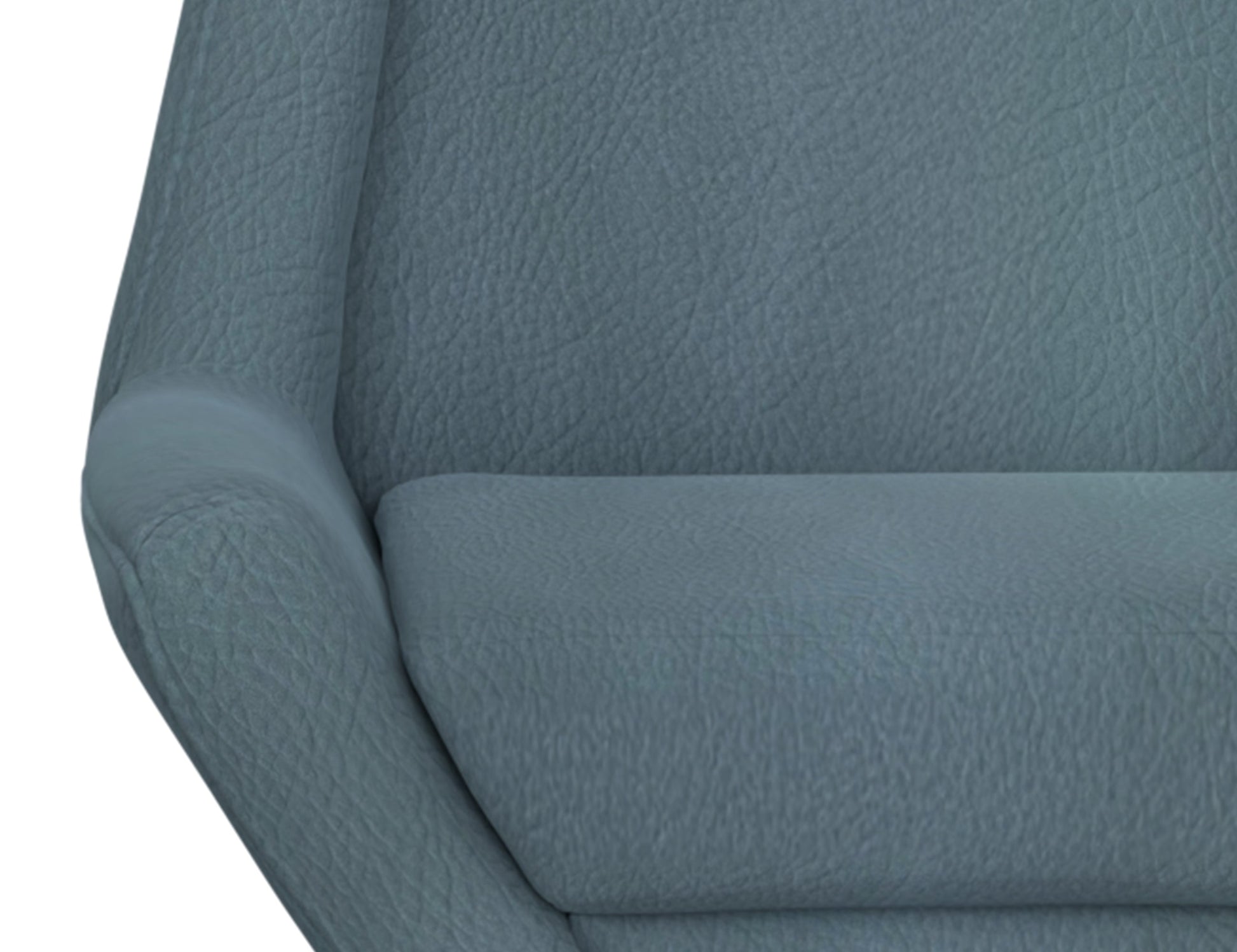 Wooden Frame & Metal Base, Armchair - Slate Blue