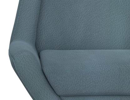 Wooden Frame & Metal Base, Armchair - Slate Blue