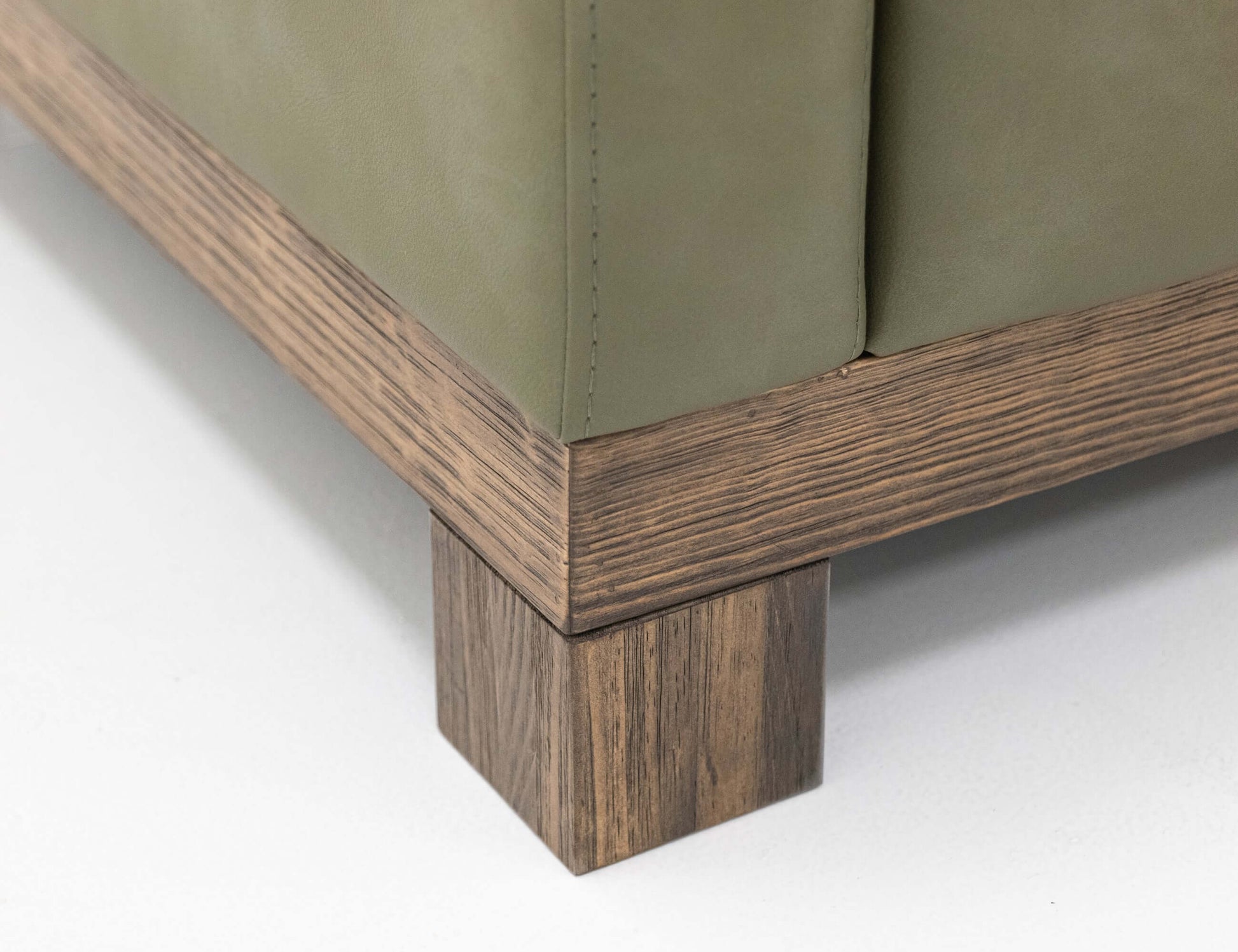 Wooden Frame & Base, Loveseat - Olive Green