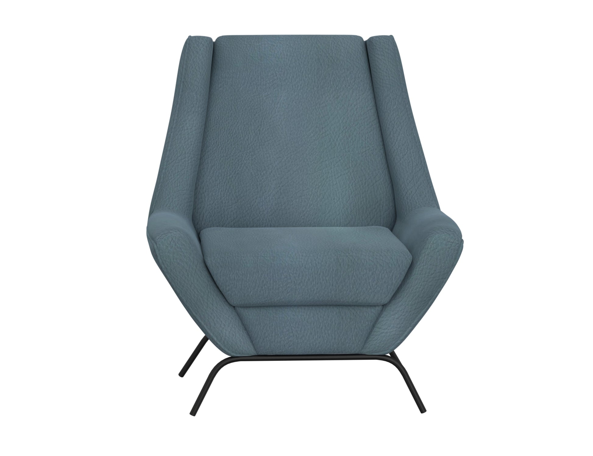 Wooden Frame & Metal Base, Armchair - Slate Blue