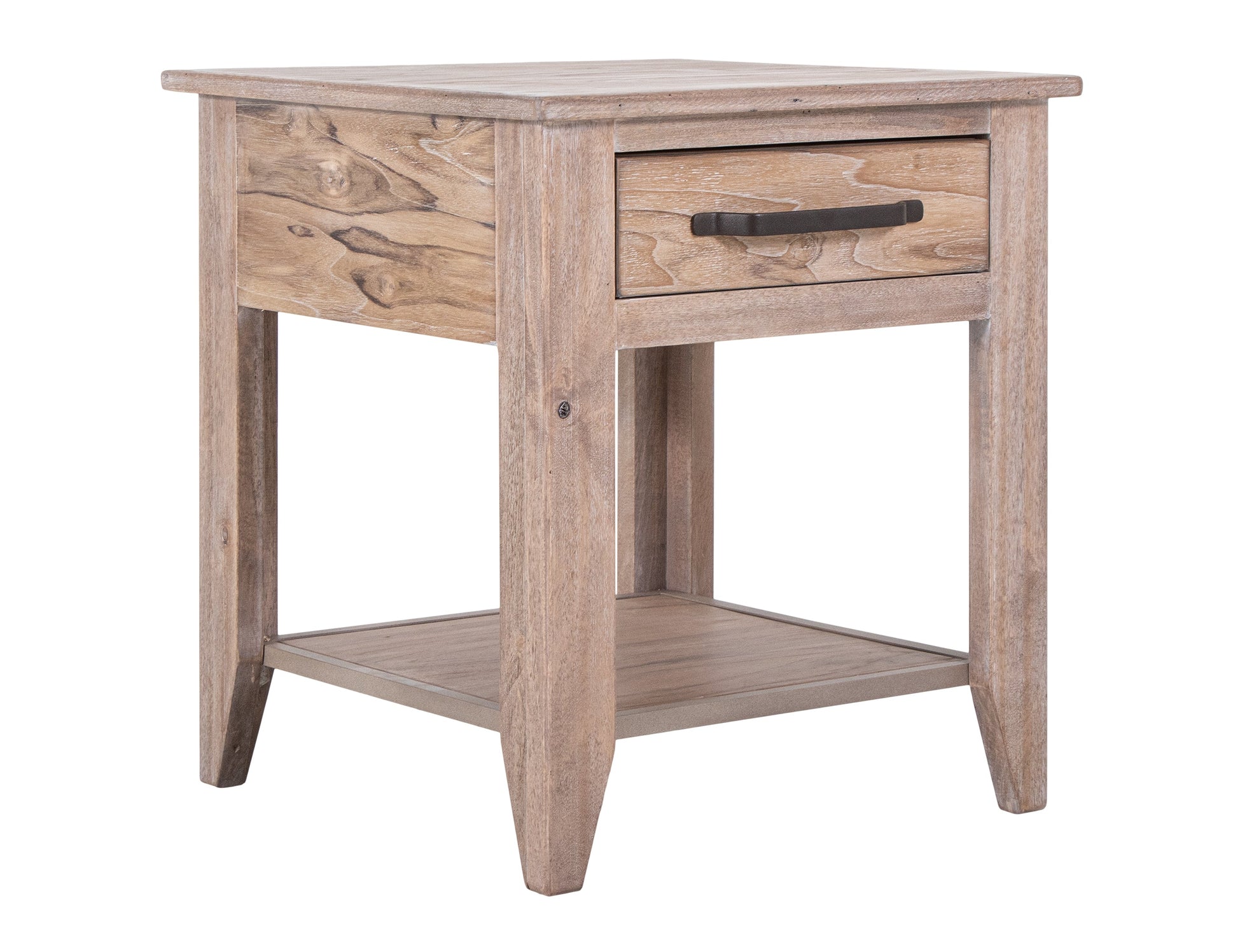 1 Drawer, 1 Shelf, End Table - Ivory White