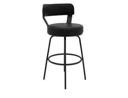 Wooden Frame & Metal Base, 24" Upholstered Barstool - Licorice Black