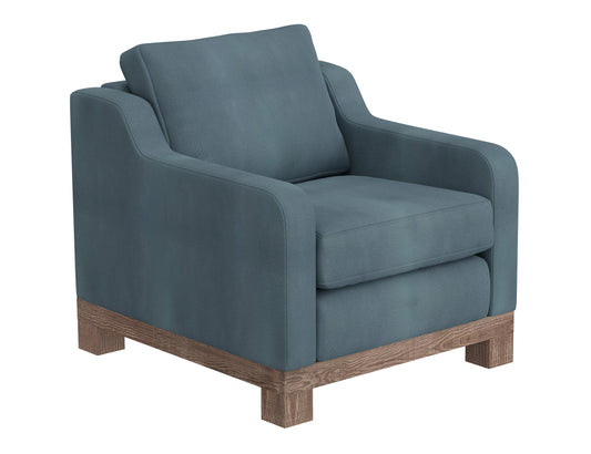 Wooden Frame & Base, Armchair - Slate Blue