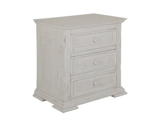 3 Drawer Nightstand - Distressed White