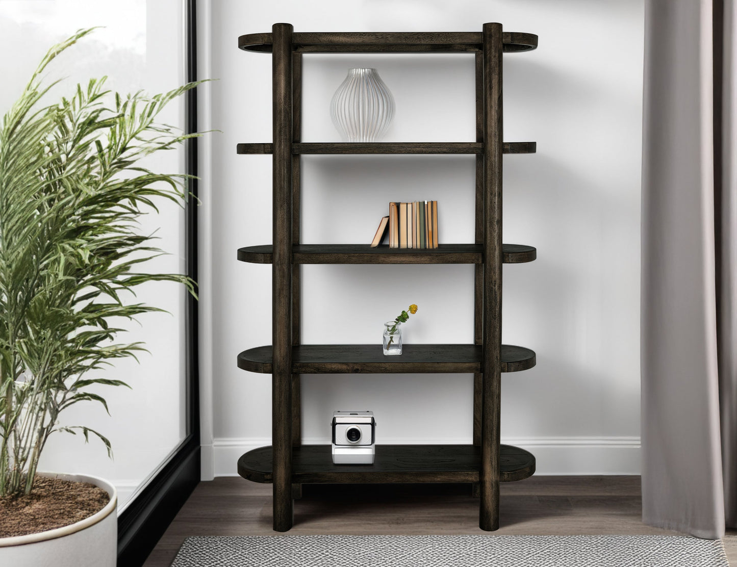 4 Shelves, Bookcase - Oil Black