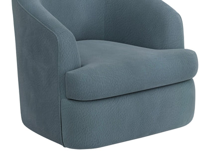 Wooden Frame & Metal Base, 360 Degree Swivel Accent Chair - Light Indigo